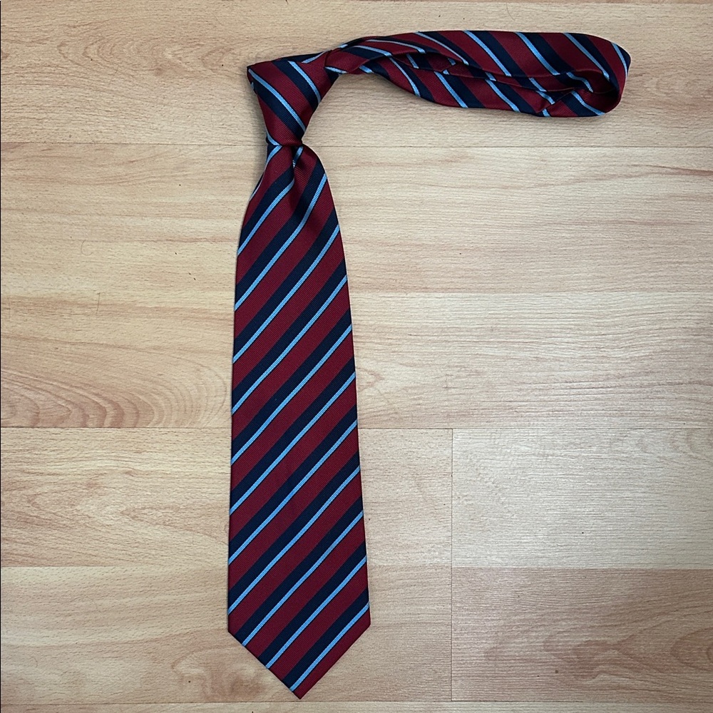 Geoffrey Beene Burgundy and Navy Striped Tie
